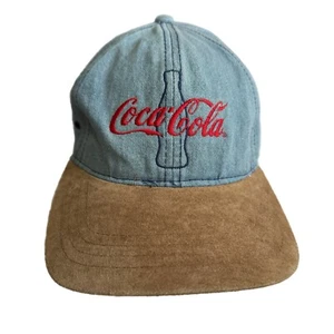 Cappello berretto vintage Coca Cola blu jeans denim e pelle scamosciata cinturino regolabile - Foto 1 di 9