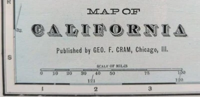 Mapa vintage de California 1904 22"x14" antiguo original LOS ANGELES CA Foto 1 de 4