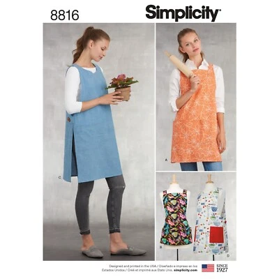 Simplicity 8816 9409 XS-XL EASY Cross Back Apron Smock Garden Work Cook Pattern - Image 1 of 4