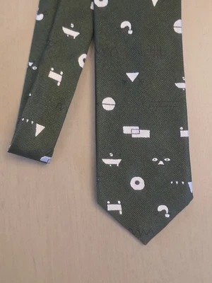 Corbata Jack Spade Hecha en EE. UU. Verde con motivo geométrico Bleecker Street NYC Foto 1 de 4