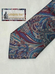 London Fog Purple Teal Paisley Men’s Neck Tie Made in USA 100% Poly - Picture 1 of 8