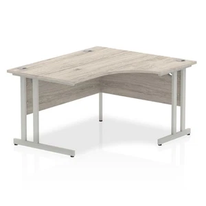 Impulse 1400Mm Right Crescent Desk Grey Oak Top Silver Cantilever Leg I003825 - Afbeelding 1 van 1