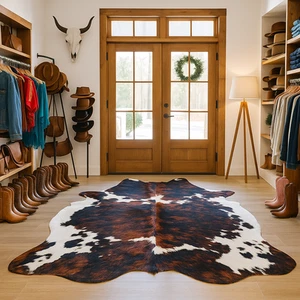 Alfombra de cuero de vaca atigrado de calidad superior tamaño aprox 6x7 pies - Imagen 1 de 3