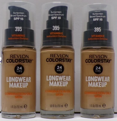 Lot of 3 Revlon Colorstay Longwear Makeup 24 Hrs Foundation 395 Deep Honey 1.0 - Image 1 of 2