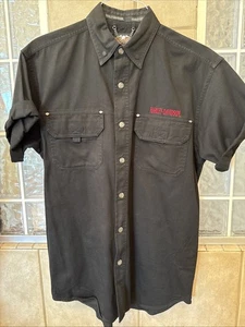 Harley Davidson Mens Shirt Size Large Black/Pink S/S Snap Front 100% Cotton - Picture 1 of 8