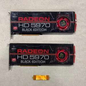 2x ATI Radeon HD 5970 Black Edition 2GB GDDR5 XFX GPU + AMD CrossFire Bridge - Picture 1 of 5