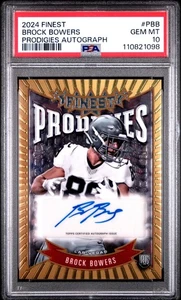 2024 Topps Finest Brock Bowers RC Rookie Prodigies Auto #P-BB PSA 10 Gem Mint - Picture 1 of 3