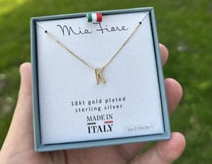Mia Fiore 18K Gold Plated Sterling Silver “K” Initial Necklace Italy NWT - Picture 1 of 4