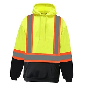 High Visibility Sweatshirt ANSI Class 3 Reflective Safety Hoodie Hi Vis - Picture 1 of 6