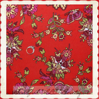 Edredón de algodón BonEful Tela FQ ROJO DE COLECCIÓN BOHO Flor de vacaciones Verde Mariposa de Navidad Foto 1 de 4