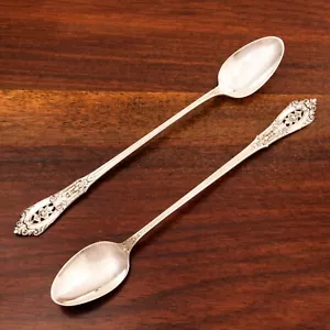 2 CUCCHIAINI DA TÈ GHIACCIATI WALLACE ARGENTO STERLING PUNTA ROSA 1934 - Foto 1 di 4