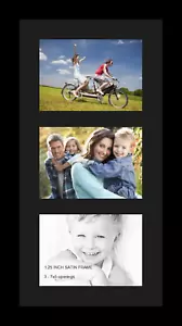 Collage Photo Frame Single Mat with 3-5X7 Openings with Satin Black Frame and Bl - Picture 1 of 8