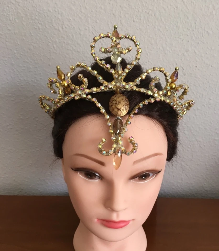 Tocado Tiara Ballet Profesional Dorado AB Cristal "Dream Fairy" Talismán YAGP Foto 1 de 1