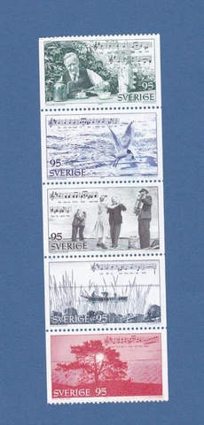 1977 Sweden 5 Stamps Booklet Pane #1207a  Tourism Unused H, NH Cover