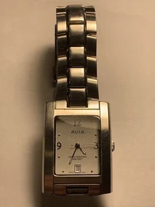 Avia Mens Tank Watch Ref. 100202 Date Quartz Steel New Battery - Free Returns - Picture 1 of 19