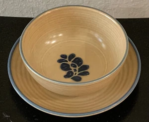 Vintage Pfaltzgraff #009 Folk Art Large Cereal / Soup Bowl (12oz) & Saucer (7") - Picture 1 of 10