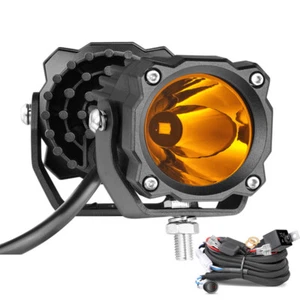 2x 2.6Inch Amber Led Driving Light Pods Spot Off Road ATV Truck + Wiring Harness - Picture 1 of 12