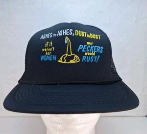 Cappello camionista divertente vintage berretto rete snapback cenere alla cenere polvere alla polvere nero - Foto 1 di 8