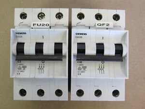 SIEMENS CIRCUIT BREAKER 5SX23 C3 & C32 3 POLE - Picture 1 of 6