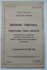 British Railways Western Region Working Timetable 3 October 1977 To 7 May 1978 - Picture 1 of 3