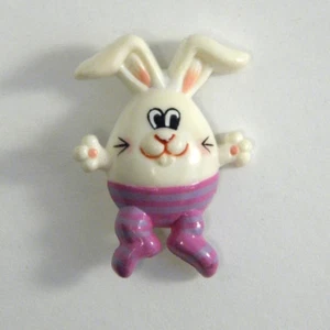 Russ Vintage Osterhase Anstecknadel Frühling lila gestreift Ei Hase Brosche - Bild 1 von 5
