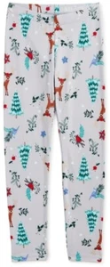Girl's L (10-12) Leggings Holiday Winter Design Soft Cotton Spandex Reindeer - Picture 1 of 4
