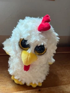 Super Cute TY Beanie Boo Cream Plush HENNIE Rooster Chicken Stuffed Animal - - Picture 1 of 12