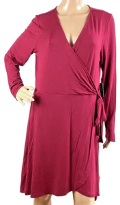 Express Women's Dress Faux Wrap Long sleeve Dark Pink Size Large - Bild 1 von 10