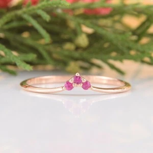 Ruby Gemstone Ring Solid 10K Gold Ring Minimalist Size Available - Picture 1 of 6