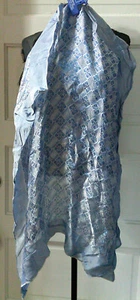 Beautiful Blue & Silver Abstract 32"  Square Scarf Vintage - Picture 1 of 3