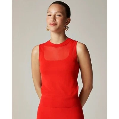 J. Suéter Crew Eléctrico Rojo Gauzy Shell Sin Mangas Top Elástico Mediano Nuevo con Etiquetas Foto 1 de 4