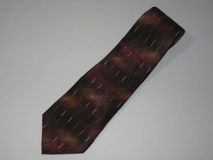 Murano Italia Tie Brown Tan Red Silver Silk - Picture 1 of 7