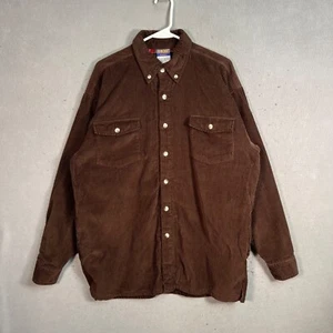 Camicia vintage Totem Classics marrone velluto a coste foderata in flanella con bottoni taglia large - Foto 1 di 6