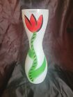 Kosta Boda 10.25" Ulrica Hydman hand-painted Red Tulip Vase, previously owned