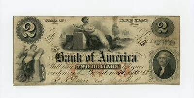 1858 $2 The Bank of America - Providence, RHODE ISLAND Note - Image 1 of 2