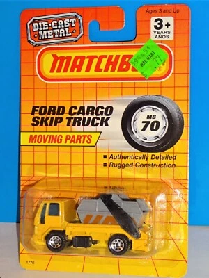 Matchbox 1991 Release MB 70 Ford Cargo Skip Truck Yellow MOVING PARTS - Imagem 1 de 3