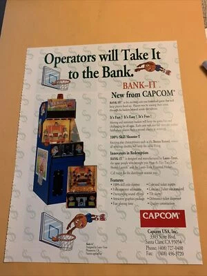 11- 8.5'' Bank it Capcom arcade  game AD FLYER - Image 1 of 3
