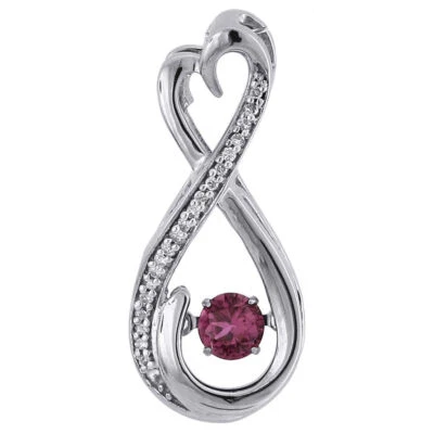 Diamond Infinity Pendant Dancing Created Ruby White Gold Heart 0.34 CT - Image 1 of 4