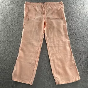 Victorias Secret Womens Pants Coral Size 14 Short Wide Leg Drawstring Linen - Picture 1 of 18