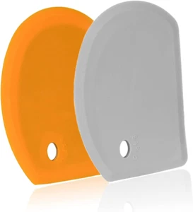 Silicone Dough Scraper with Stainless Steel Sheet, Curved Edge Flexible Bowl Scr - Picture 1 of 12