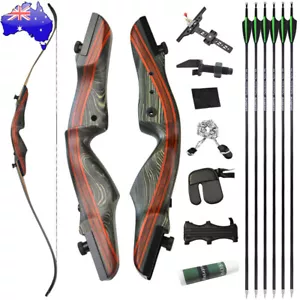 62" Takedown Recurve Bow Set 20-50lbs Arrows Wooden Hunting Bow Target Shooting - Picture 1 of 10