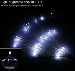 Hanging LED Firework String Fairy Light 8 Modes Blue & White Police lights - Picture 1 of 9