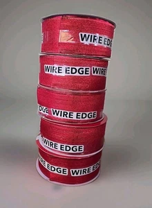 5 Rolls Place And Time Christmas Winter Red Satin Wire Ribbon 125 Yard Total - Picture 1 of 4