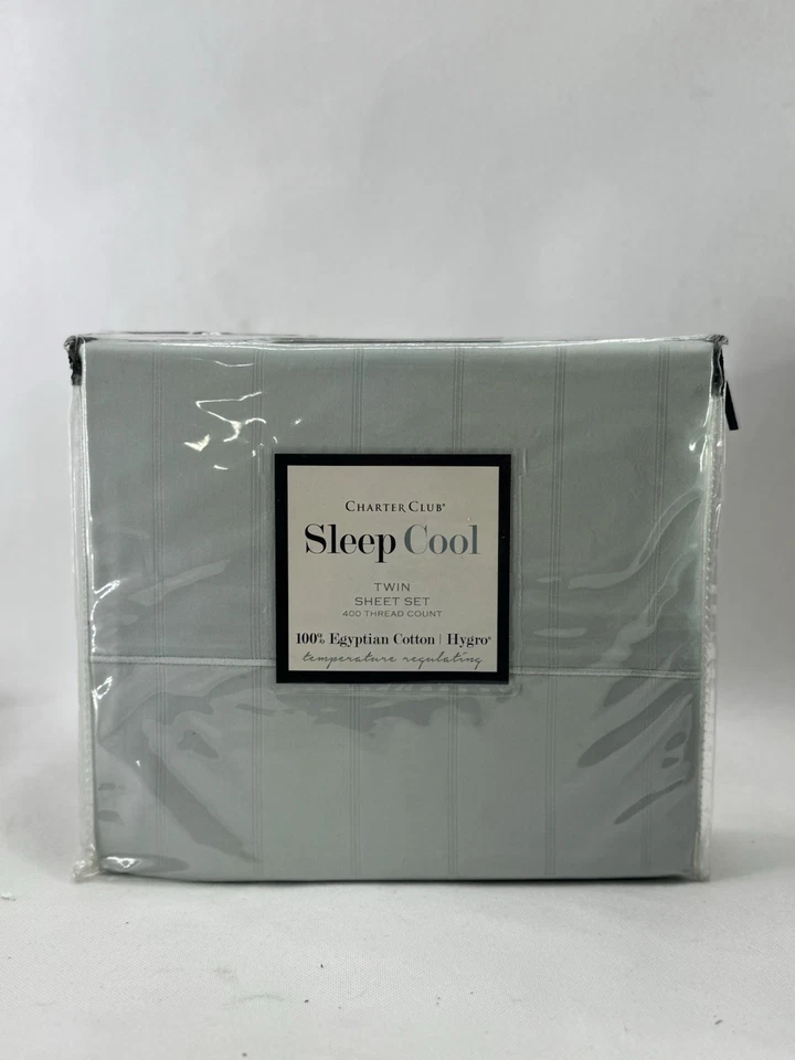 Conjunto de lençóis Charter Club Sleep Cool 400 fios contagem dupla verde claro Hygro - Imagem 1 de 4