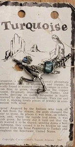 DE COLECCIÓN 1967 ESTILO NATIVO AMERICANO PLATA CORREDOR PÁJARO TURQUESA CACTUS ARTESANÍA - Imagen 1 de 7