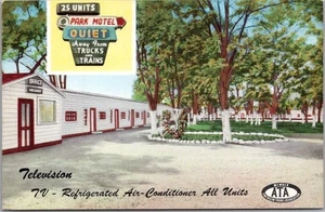 Postal PENDLETON, Oregon de 1950 Park Motel "The Round-Up City" Roadside Chrome - Imagen 1 de 2