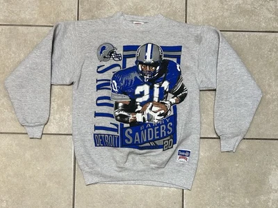 Moletom vintage anos 90 Barry Sanders Nutmeg Mills Detroit Lions NFL gola redonda médio - Imagem 1 de 4