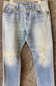 Levis 501 Jeans Mens 30x28 Blue Denim Straight Leg Button Fly Waterless Classic - Picture 1 of 13