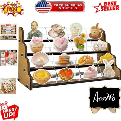 Expositor de pegatinas de madera rústica con divisores extraíbles para espacios organizados Foto 1 de 4