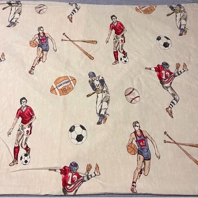 Sábana bajera de algodón con estampado deportivo vintage de la compañía Store béisbol fútbol fútbol Foto 1 de 2